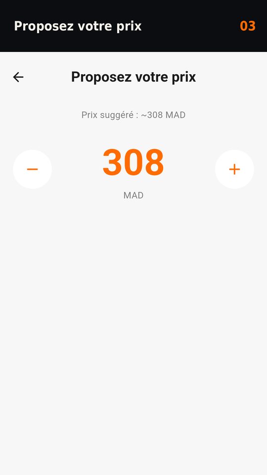 Proposition de prix par l'utilisateur